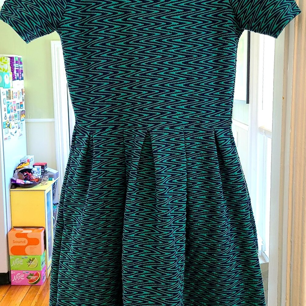 Lularoe Teal Patterned Dress with Pockets